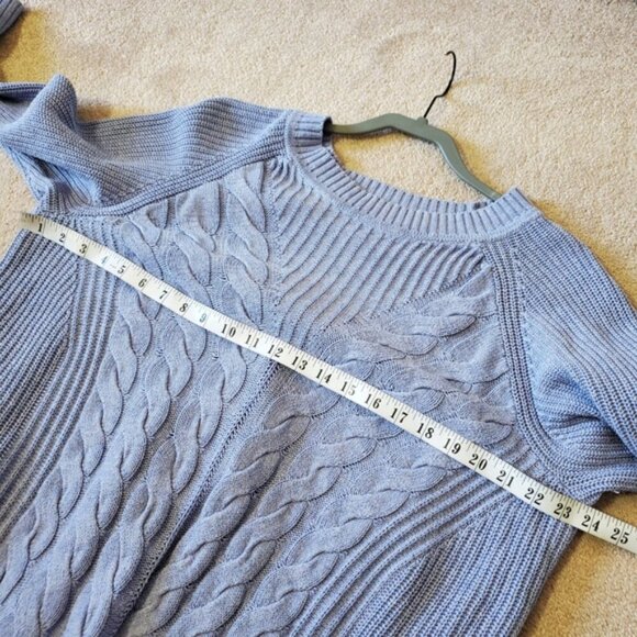 Penn Cable Knit Fishermen Cotton Pastel Lavender Spring Pointelle Sweater 1X - Picture 6 of 8
